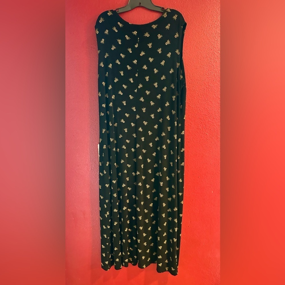 Ronni Nicole II Black Maxi Dress Pineapple Print Sleeveless Stretch 2X USA - Picture 7 of 9